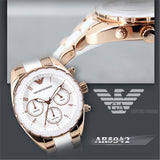 Emporio Armani Sportivo White Dial Rose Gold & White Steel Strap Watch For Women - AR5942 Authentic Buy Shop Now