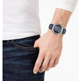 Emporio Armani Luigi Chronograph Blue Dial Black Leather Strap Watch For Men - AR60011 Authentic Buy Shop Now