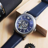 Emporio Armani Luigi Chronograph Blue Dial Black Leather Strap Watch For Men - AR60011 Authentic Buy Shop Now