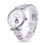Emporio Armani Gianni T-Bar Automatic Silver Dial Silver Steel Strap Watch For Women - AR60022 Authentic Buy Shop Now