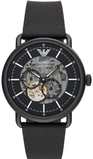 Emporio Armani Aviator Chronograph Black Dial Black Leather Strap Watch For Men - AR60028 Authentic Buy Shop Now