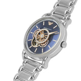 Emporio Armani Luigi Chronograph Skeleton Blue Dial Silver Steel Strap Watch For Men - AR60036 Authentic Buy Shop Now