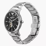 Emporio Armani Meccanico Automatic Black Dial Silver Steel Strap Watch For Men - AR60055 Authentic Buy Shop Now