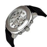 Emporio Armani Sportivo Chronograph Silver Dial Black Leather Strap Watch For Men - AR6054 Authentic Buy Shop Now