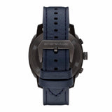 Emporio Armani Sportivo Chronograph Silver Dial Blue Leather Strap Watch for Men - AR6086 Authentic Buy Shop Now