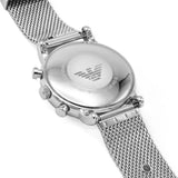 Emporio Armani Luigi Chronograph Blue Dial Silver Mesh Bracelet Watch For Men - AR80038 Authentic Buy Shop Now