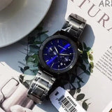 Emporio Armani Mario Chronograph Blue Dial Grey Steel Strap Watch For Men - AR80045 Authentic Buy Shop Now