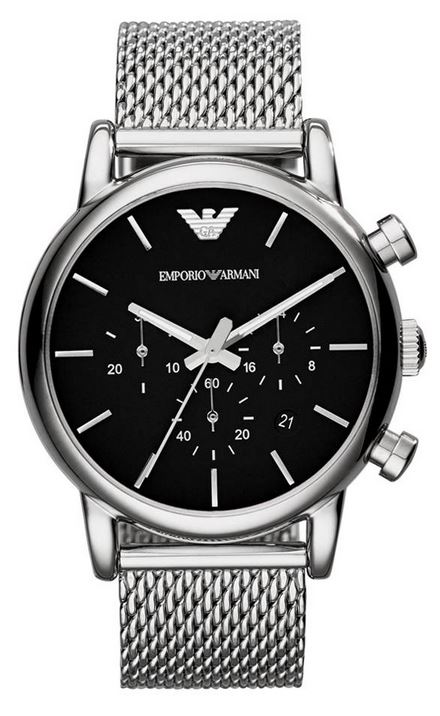 Emporio Armani Luigi Black Dial Silver Mesh Bracelet Watch For Men - AR8032 Authentic Buy Shop Now