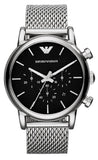 Emporio Armani Luigi Black Dial Silver Mesh Bracelet Watch For Men - AR8032 Authentic Buy Shop Now