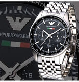 Emporio Armani Team Italia Chronograph Black Dial Silver Steel Strap Watch For Men - AR5983 Authentic Buy Shop Now