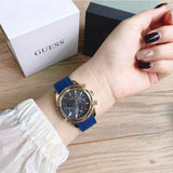 Guess Catalina Blue Gold Tone Blue Silicone Strap Watch For Women - W0562L2 Authentic Buy Shop Now