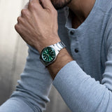 Citizen Eco Drive Vintage Green Dial Silver Steel Strap Watch For Men - AW1598-70X Authentic Buy Shop Now