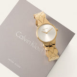 Calvin Klein Snake Silver Dial Yellow Gold Steel Strap Watch For Women - K6E23546 Authentic Buy Shop Now
