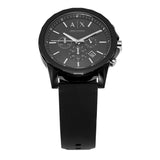 Armani Exchange Outerbanks Chronograph Black Dial Black Silicone Strap Watch For Men - AX1326 Authentic Buy Shop Now