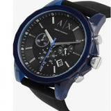 Armani Exchange Outerbanks Chronograph Black Dial Black Silicone Strap Watch For Men - AX1339 Authentic Buy Shop Now