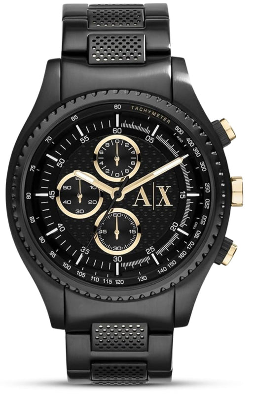Armani Exchange Chronograph Black Dial Black Steel Strap Watch For Men - AX1604 Authentic Buy Shop Now