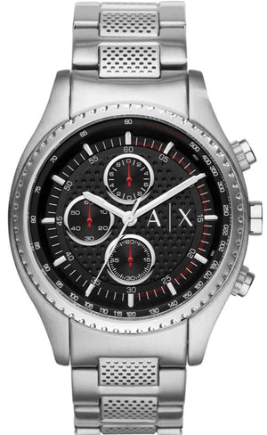 Armani Exchange The Driver Chronograph Black Dial Silver Steel Strap Watch For Men - AX1612 Authentic Buy Shop Now