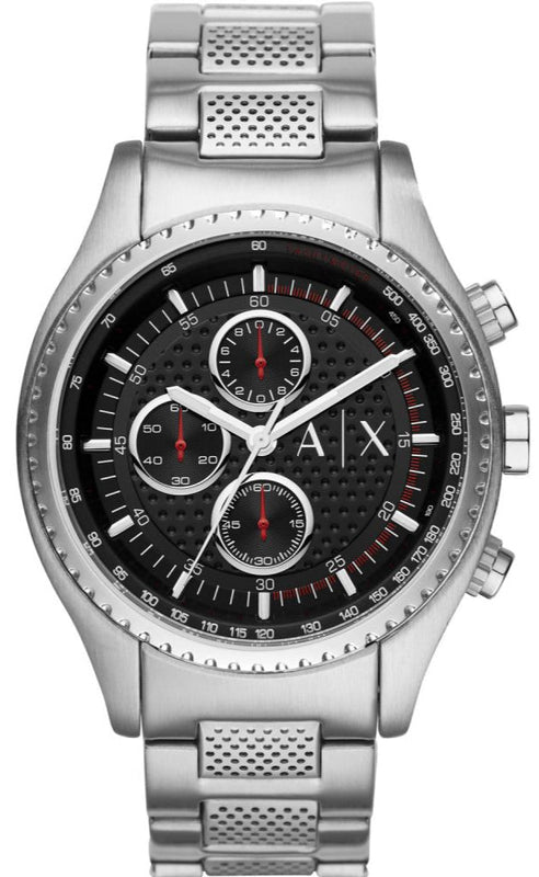 Armani Exchange The Driver Chronograph Black Dial Silver Steel Strap Watch For Men - AX1612 Authentic Buy Shop Now