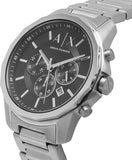 Armani Exchange Banks Chronograph Black Dial Silver Steel Strap Watch For Men - AX1720 Authentic Buy Shop Now