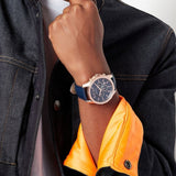 Armani Exchange Banks Chronograph Blue Dial Blue Leather Strap Watch For Men - AX1723 Authentic Buy Shop Now