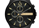 Armani Exchange Hampton Chronograph Black Dial Black Steel Strap Watch For Men - AX2164 Authentic Buy Shop Now