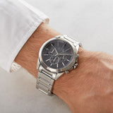Armani Exchange Drexler Chronograph Grey Dial Grey Steel Strap Watch For Men - AX2603 Authentic Buy Shop Now