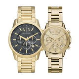 Armani Exchange Banks Chronograph Black Dial Gold Steel Strap Watch For Men - AX1721 Authentic Buy Shop Now