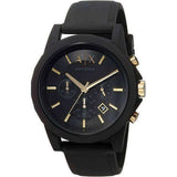 Armani Exchange Outerbanks Chronograph Black Dial Black Steel Strap Watch For Men - AX7105 Authentic Buy Shop Now