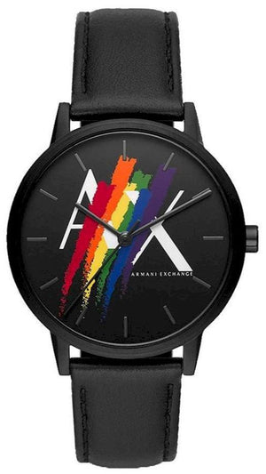 Armani Exchange Cayde Analog Black Dial Black Leather Strap Watch For Men - AX7120 Authentic Buy Shop Now