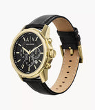 Armani Exchange Outerbanks Chronograph Black Dial Black Leather Strap Watch For Men - AX7133 Authentic Buy Shop Now