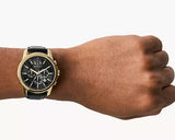 Armani Exchange Outerbanks Chronograph Black Dial Black Leather Strap Watch For Men - AX7133 Authentic Buy Shop Now