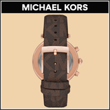 Michael Kors Parker Chronograph White Dial Brown Leather Strap Watch For Women - MK6917 Authentic Buy Shop Now