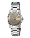 Gucci G Timeless Brown Dial Silver Steel Strap Watch For Women - YA126526 Authentic Buy Shop Now