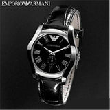 Emporio Armani Velente Black Dial Black Leather Strap Watch For Women - AR0644 Authentic Buy Shop Now