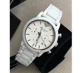 Emporio Armani Luigi Chronograph Ceramic White Dial White Ceramic Strap Watch For Men - AR1499 Authentic Buy Shop Now