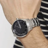 Armani Exchange Hampton Chronograph Black Dial Silver Steel Strap Watch For Men - AX2179 Authentic Buy Shop Now