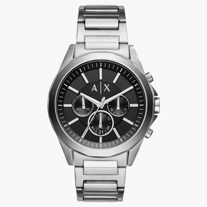 Armani Exchange Drexler Chronograph Black Dial Silver Steel Strap Watch for Men - AX2600 Authentic Buy Shop Now