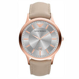 Emporio Armani Classic Quartz Silver Dial Beige Leather Strap Watch For Men - AR2464 Authentic Buy Shop Now