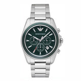 Emporio Armani Sportivo Chronograph Blue Dial Silver Steel Strap Watch For Men - AR6091 Authentic Buy Shop Now