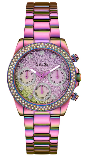 Guess Confetti Chronograph Crystals Multicolor Dial Purple Steel Strap Watch For Women - GW0483L5 Authentic Buy Shop Now