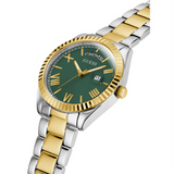Guess Luna Quartz Green Dial Two Tone Steel Strap Watch For Women - GW0308L5 Authentic Buy Shop Now