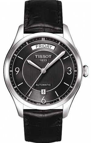 Tissot T One Automatic Black Dial Black Leather Strap Watch For Men - T038.430.16.057.00 Authentic Buy Shop Now