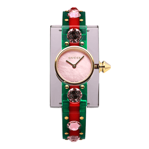 Gucci Vintage Web Pink Mother of Pearl Dial Two Tone Plastic Strap Watch For Women - YA143525 Authentic Buy Shop Now
