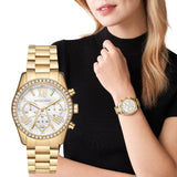 Michael Kors Lexington Mother of Pearl White Dial Gold Steel Strap Watch For Women - MK7241 Authentic Buy Shop Now