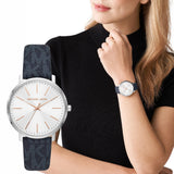 Michael Kors Pyper Quartz Silver Dial Blue Leather Strap Watch For Women - MK7244 Authentic Buy Shop Now