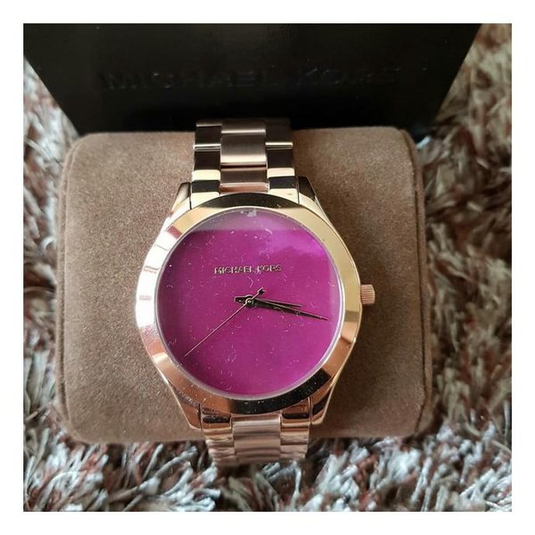 Michael Kors Runway Pink Dial Rose Gold Steel Strap Watch for Women - MK3550 Authentic Buy Shop Now