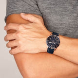Fossil Grant Sport Chronograph Blue Dial Blue Leather Strap Watch for Men - FS5237 Authentic Buy Shop Now