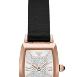 Emporio Armani Gianni T Bar Quartz White Dial Black Leather Strap Watch For Women - AR11408 Authentic Buy Shop Now