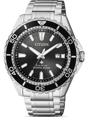 Citizen Promaster Diver Chronograph Black Dial Silver Steel Strap Watch For Men - BN0190-82E Authentic Buy Shop Now