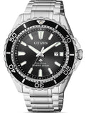 Citizen Promaster Diver Chronograph Black Dial Silver Steel Strap Watch For Men - BN0190-82E Authentic Buy Shop Now
